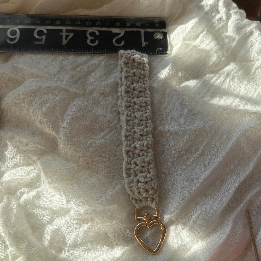 Crocheted Wristlet Keychain with Heart Clasp